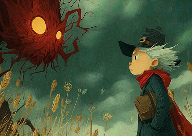 Young Wizard Confronts a Forest Spirit