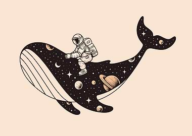 Astronaut riding a space whale