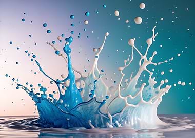 Blue and White Liquid Splash
