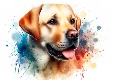 Watercolor Portrait of a Golden Labrador