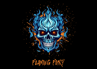 Flaming Fury Skull Illustration