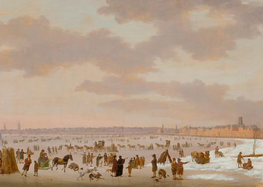 Winter Scene with Ice Skaters Painting