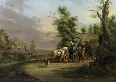 Classical Landscape with Figures and Horses