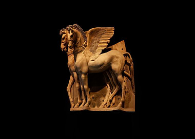 Pegasus Sculpture on Black Background