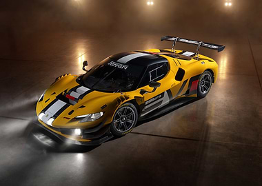 Yellow Ferrari 296 GT3 Race Car