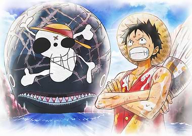 Iconic Watercolor Luffy and Laboon