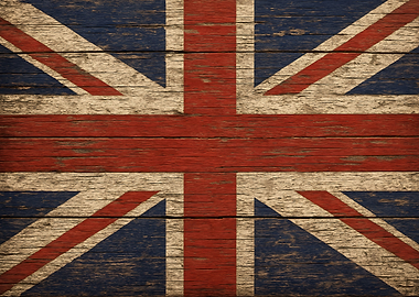 Distressed Union Jack on Wood