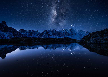 Milky Way over Mountain Lake Reflection