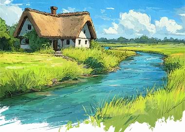 Rural Cottage by a River