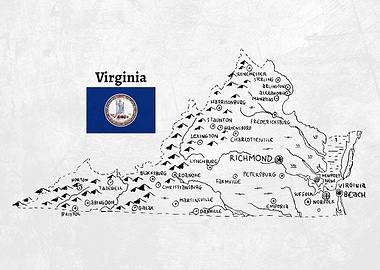 Hand Drawn Map of Virginia