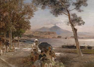 Naples Italy Waterfront Painting