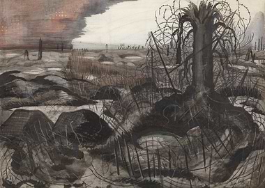 World War I Battlefield Landscape Painting