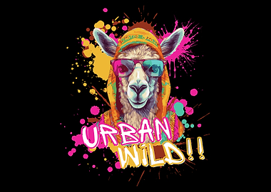Urban Wild Llama with Sunglasses