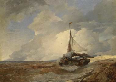 Seascape with Sailing Boat Painting