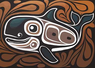 Orca Whale Native Art Illustration