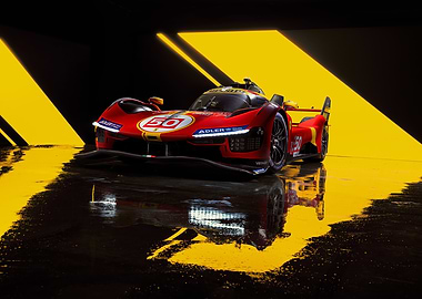 Red Ferrari Race Car Studio Shot