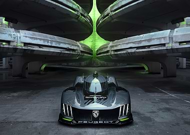 Peugeot Hypercar under concrete structure
