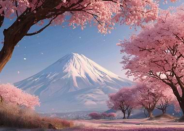 Mount Fuji with Cherry Blossoms