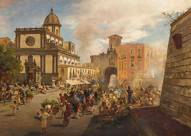 Naples Market Scene Painting