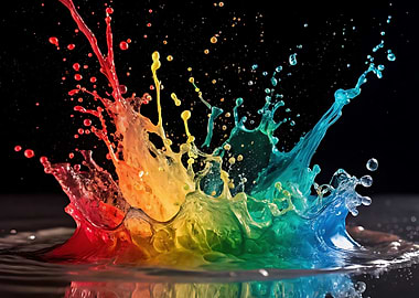 Colorful Water Splash on Black Background