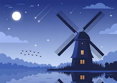 Windmill at Night