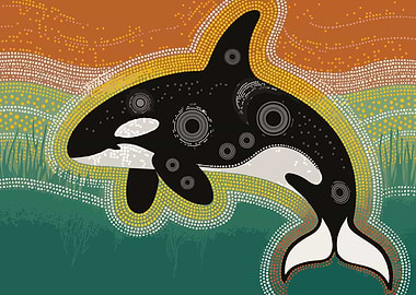 Orca Aboriginal Art Style Illustration