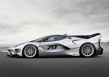 Silver Ferrari FXX-K Evo Race Car