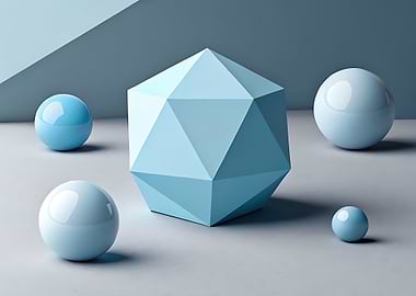Geometric Shapes in Light Blue Tones