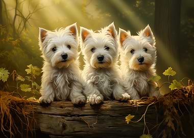 Three West Highland White Terriers