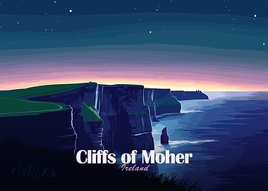 Cliffs of Moher, Ireland at night