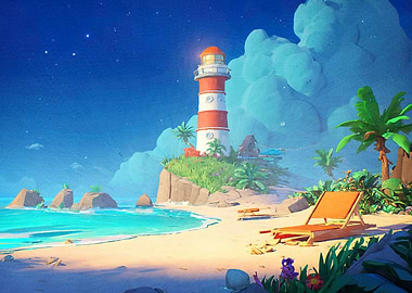 Tropical Beach Lighthouse