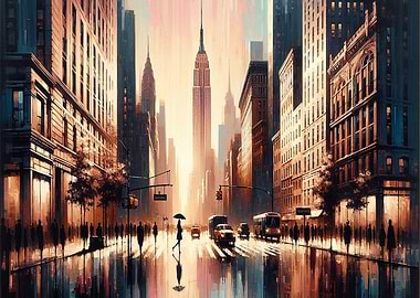 New York City Street Scene Painting