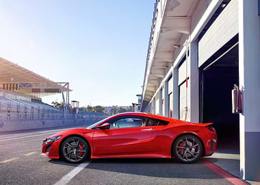 Red Acura NSX on Racetrack