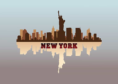 New York Cityscape Silhouette Reflection