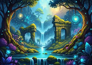 Enchanted Waterfall Landscape