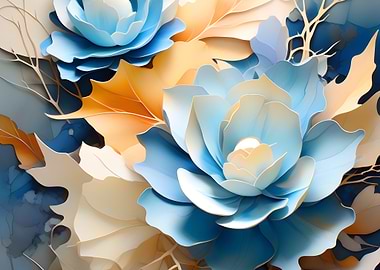 Blue and Orange Floral Arrangement