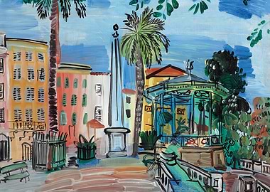 City Park Painting with Buildings by Raoul Dufy