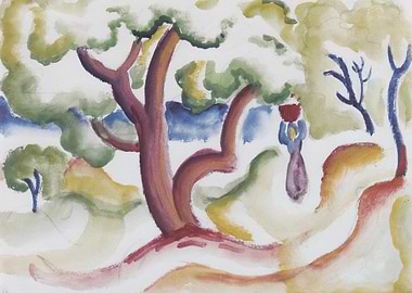 Abstract Landscape with Figure and Trees