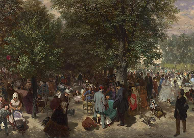 Crowded Park Scene Painting