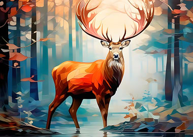 Majestic Deer in Autumnal Forest