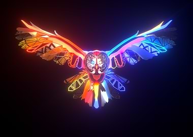 Neon Owl Digital Art