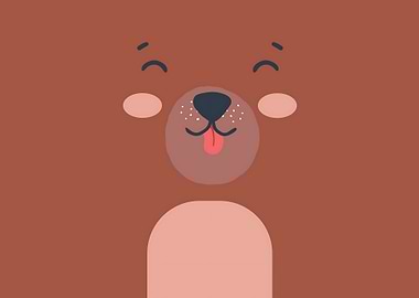 Cute Cartoon Dog Face Illustration