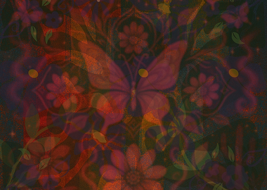 Floral Butterfly Dark Pattern