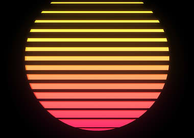 Retro Sunset with Horizontal Lines