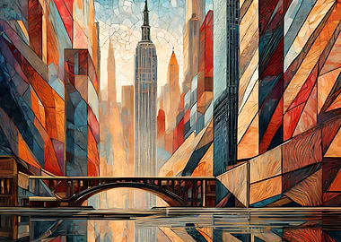 Abstract New York Cityscape Painting