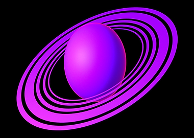 Purple Planet with Rings on Black