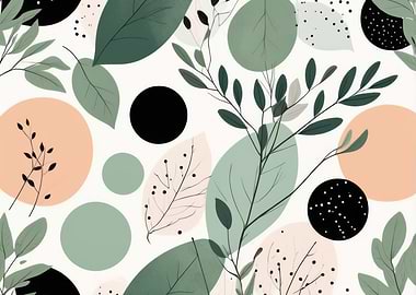 Abstract Botanical Pattern with Circles