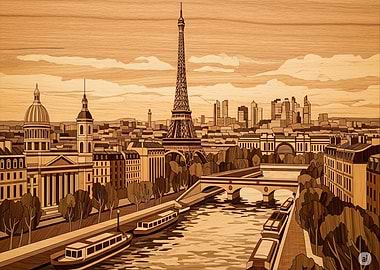 Paris Cityscape Wood Art