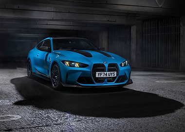 Blue BMW M4 Coupe in Garage