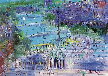 Paris Cityscape Painting by Jean Dufy
